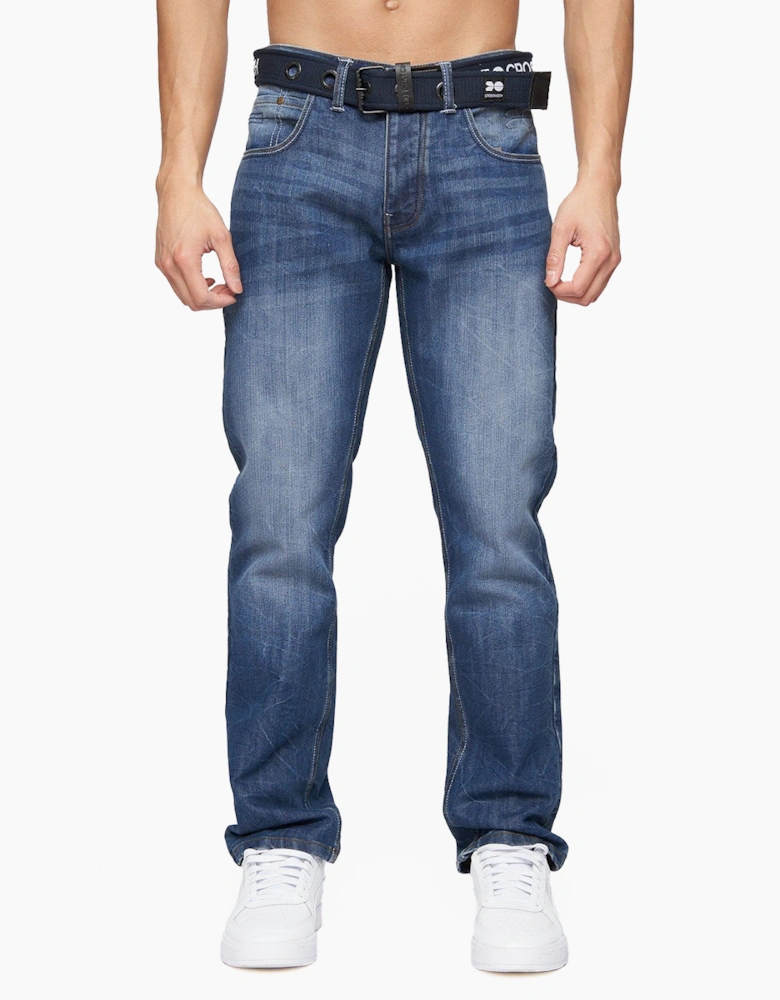 Crosshatch New Embossed Techno Jeans Mens Navy
