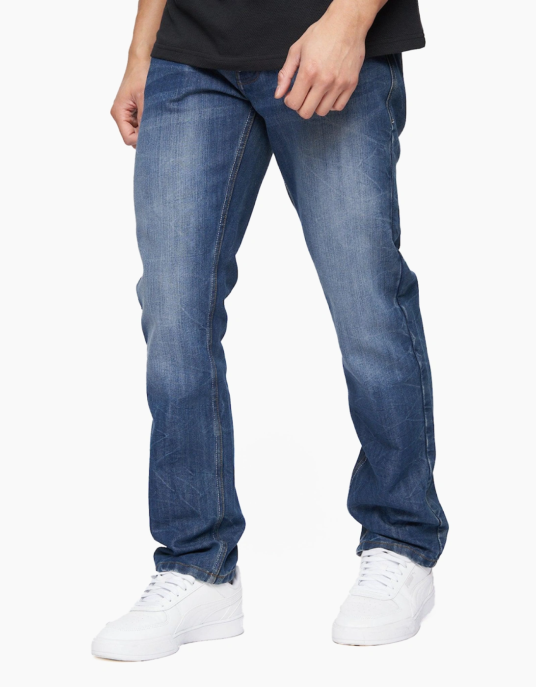 Crosshatch New Embossed Techno Jeans Mens Navy