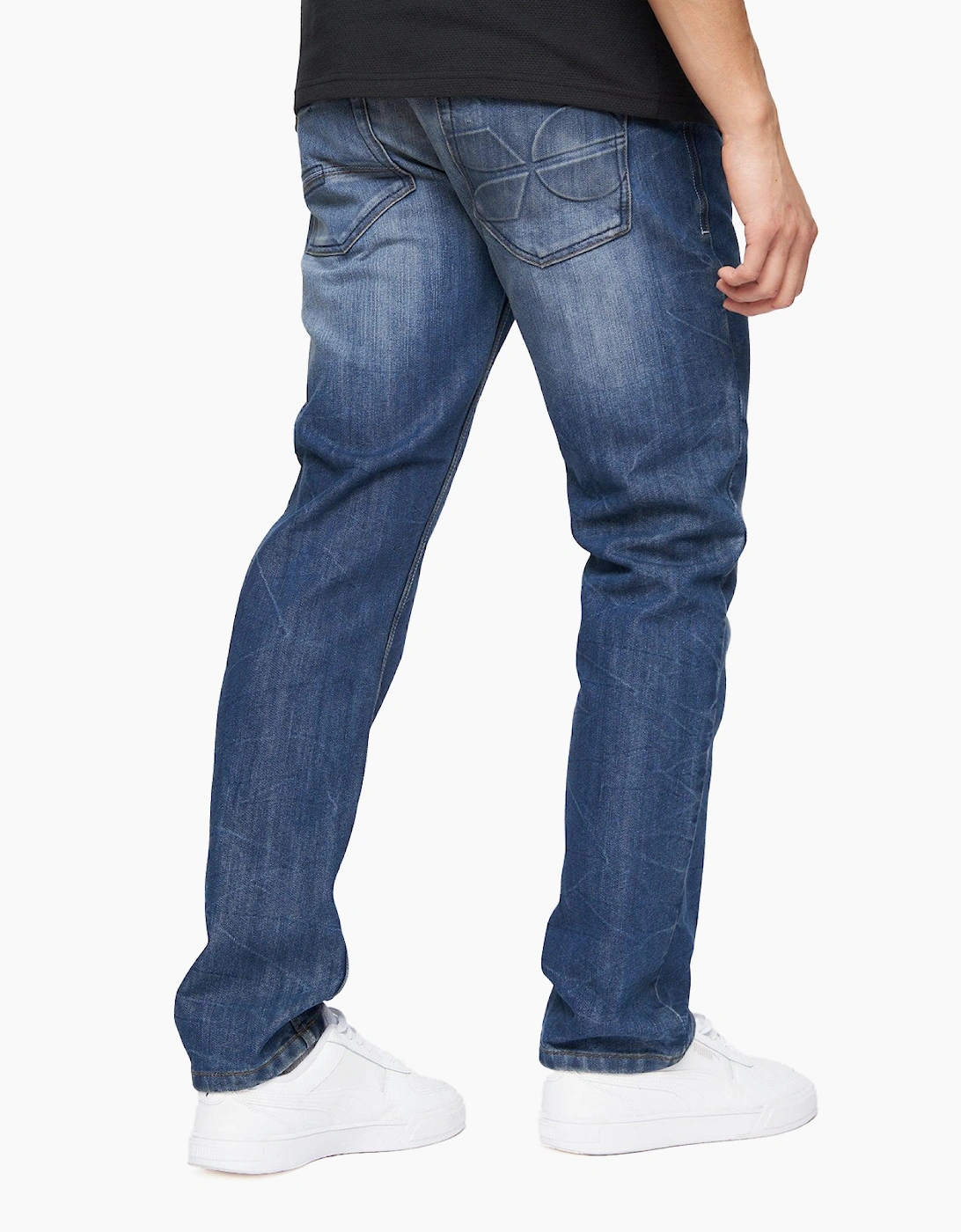 Crosshatch New Embossed Techno Jeans Mens Navy
