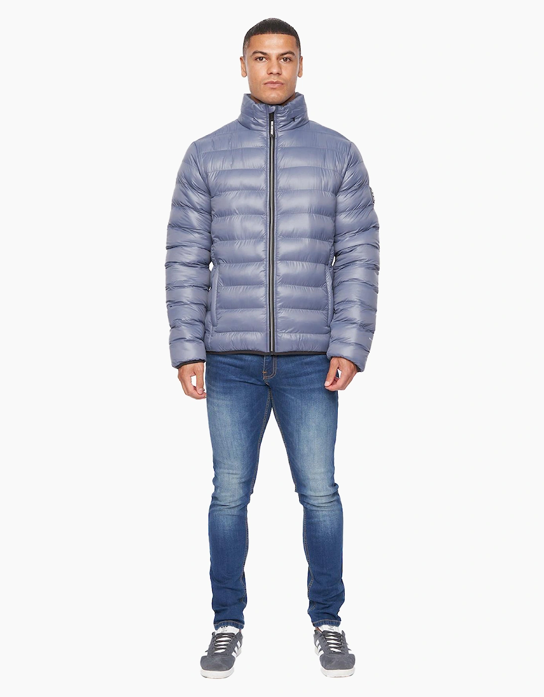Duck And Cover Shemmy Two Quilted Jacket Mens Denim Blue