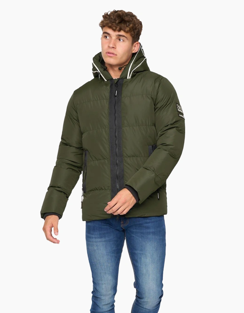 Crosshatch Sandbox Hooded Jacket Mens Olive