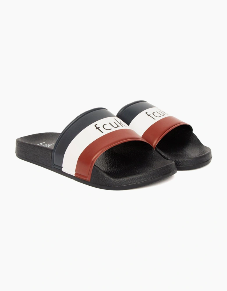FCUK 2 Colour Mens Sliders Marine / White / Red
