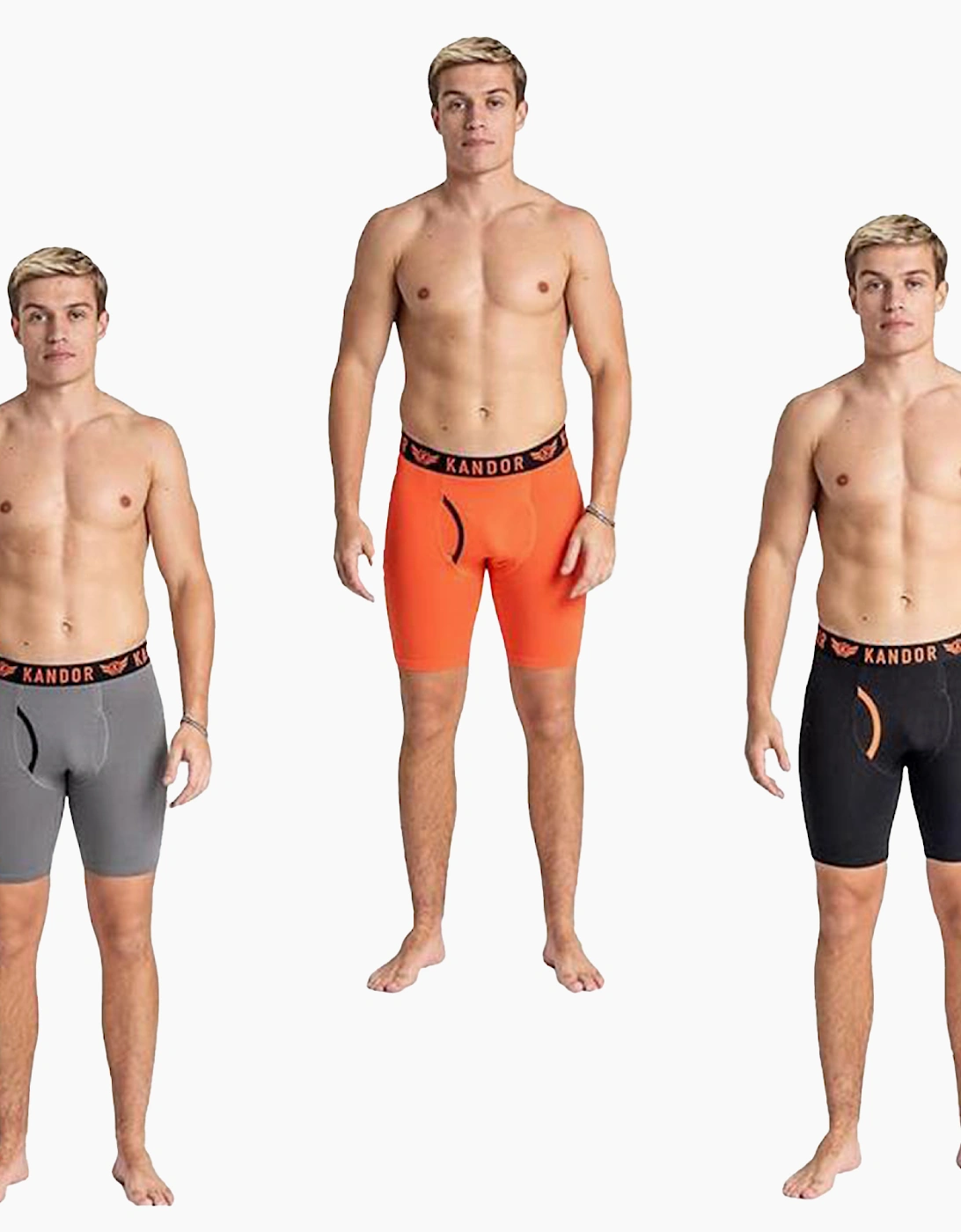 Kandor Trunken 3pk Boxer Shorts Mens Orange / Grey / Black
