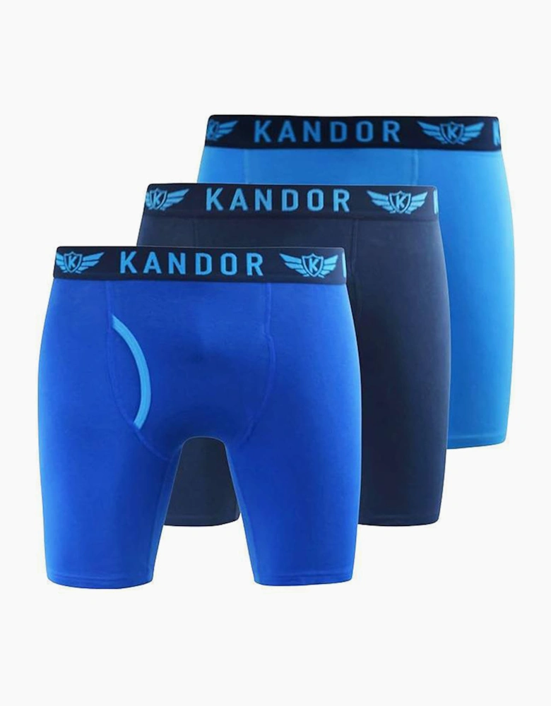 Kandor Trunken 3pk Mens Boxer Shorts Blue / Navy