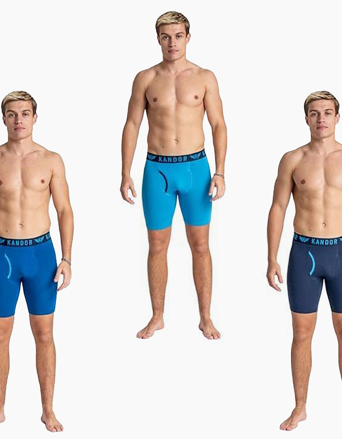 Kandor Trunken 3pk Mens Boxer Shorts Blue / Navy