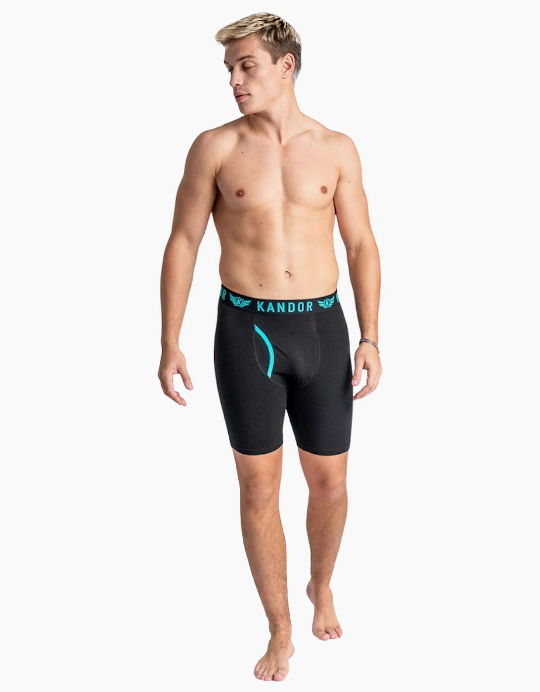 Kandor Trunken 3pk Boxer Shorts Mens Turquoise / Navy / Black