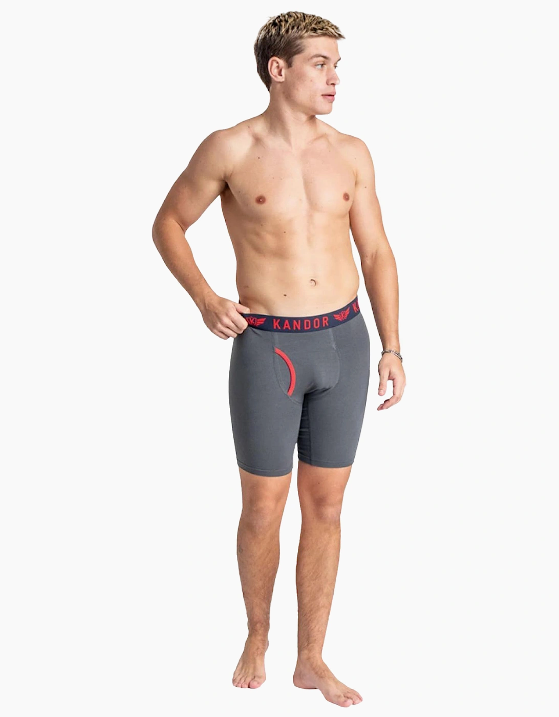 Kandor Trunken 3pk Boxer Shorts Mens Red / Navy / Grey
