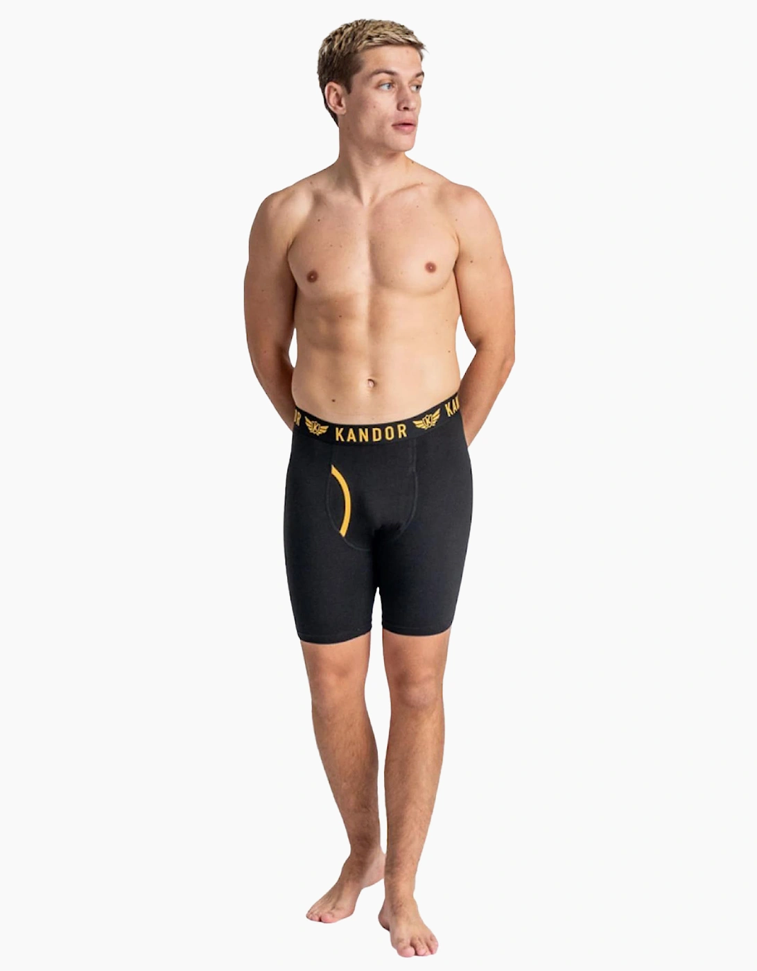 Kandor Trunken 3pk Boxer Shorts Mens Yellow / Navy / Black