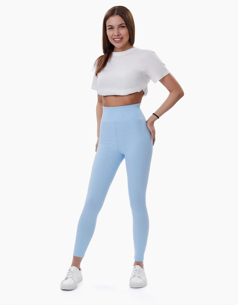 Lookus Zelal Ribbed Leggings Womens Baby Blue