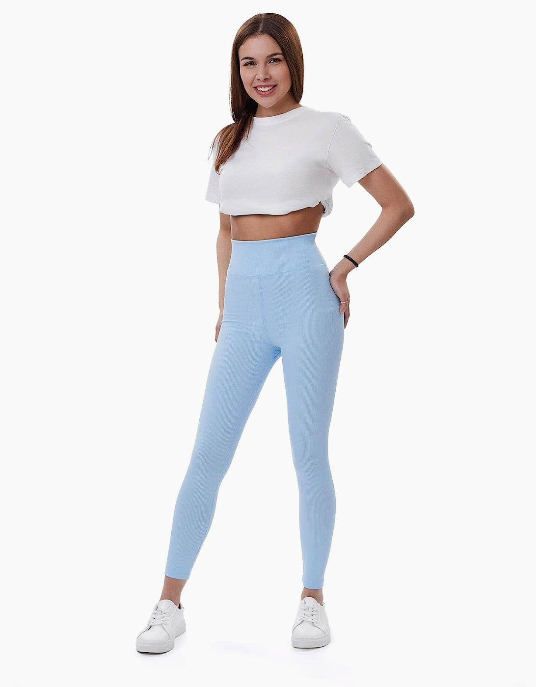 Lookus Zelal Ribbed Leggings Womens Baby Blue