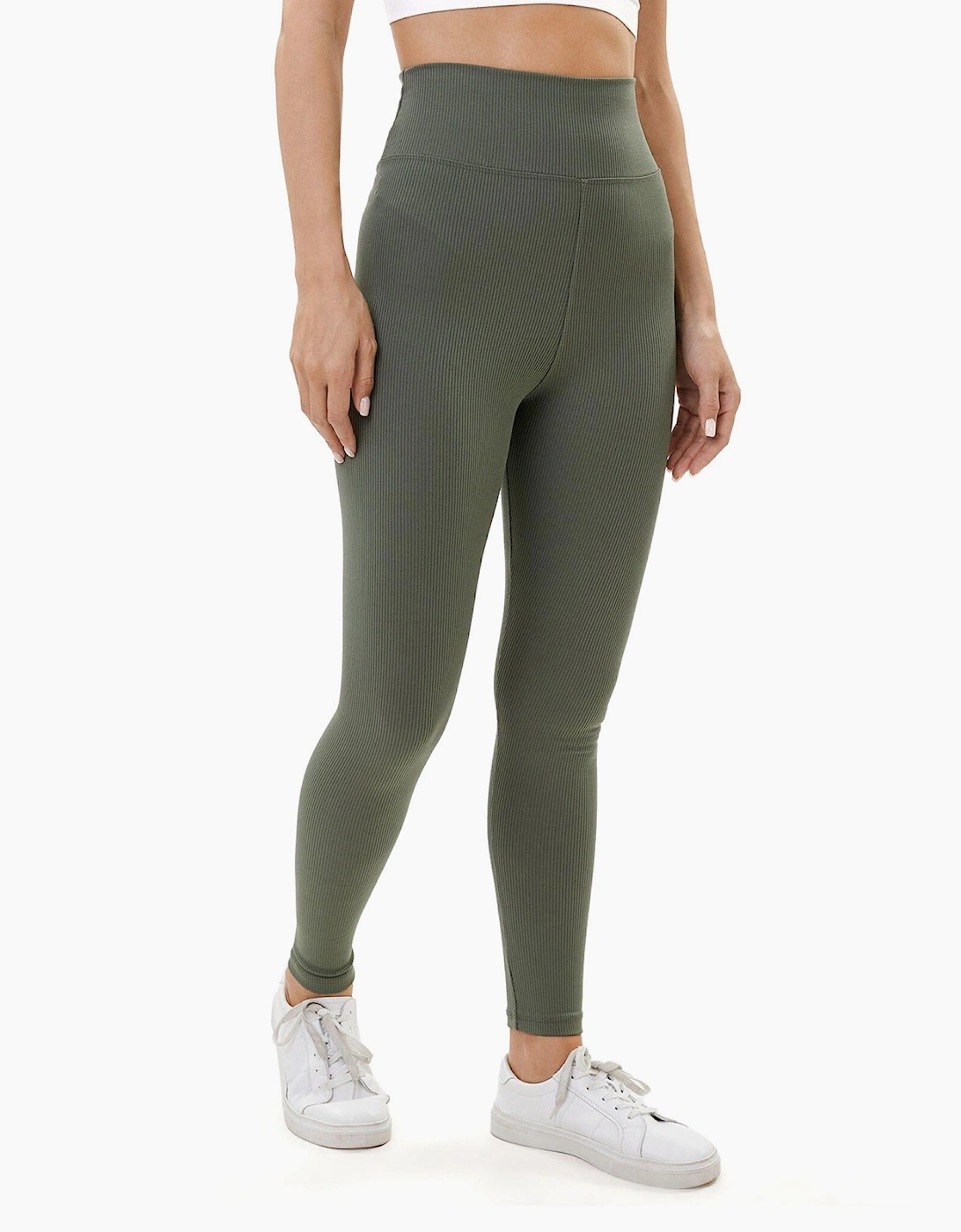Lookus Zelal Ribbed Leggings Womens Forest Green