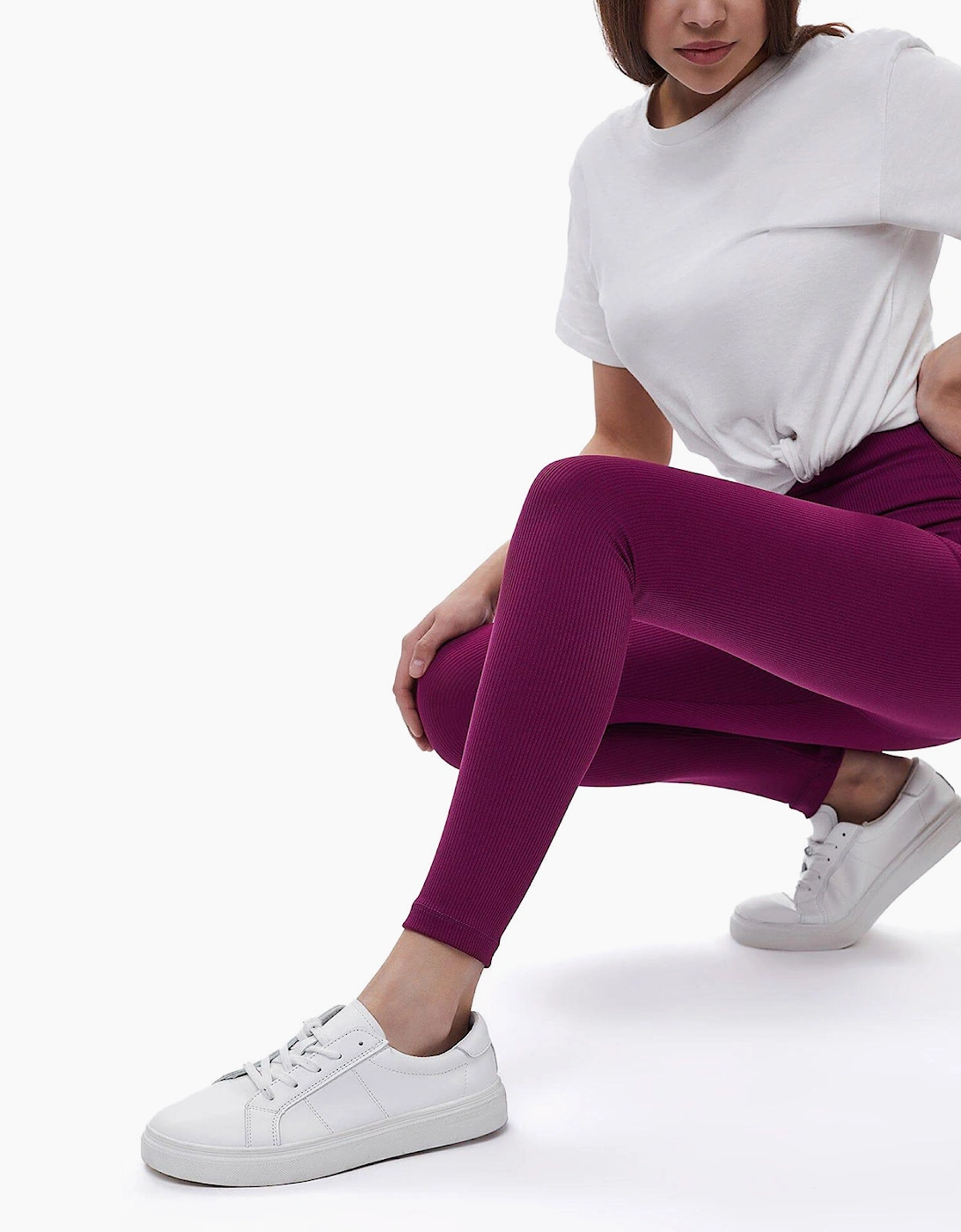 Lookus Zelal Ribbed Leggings Womens Burgundy / Purple