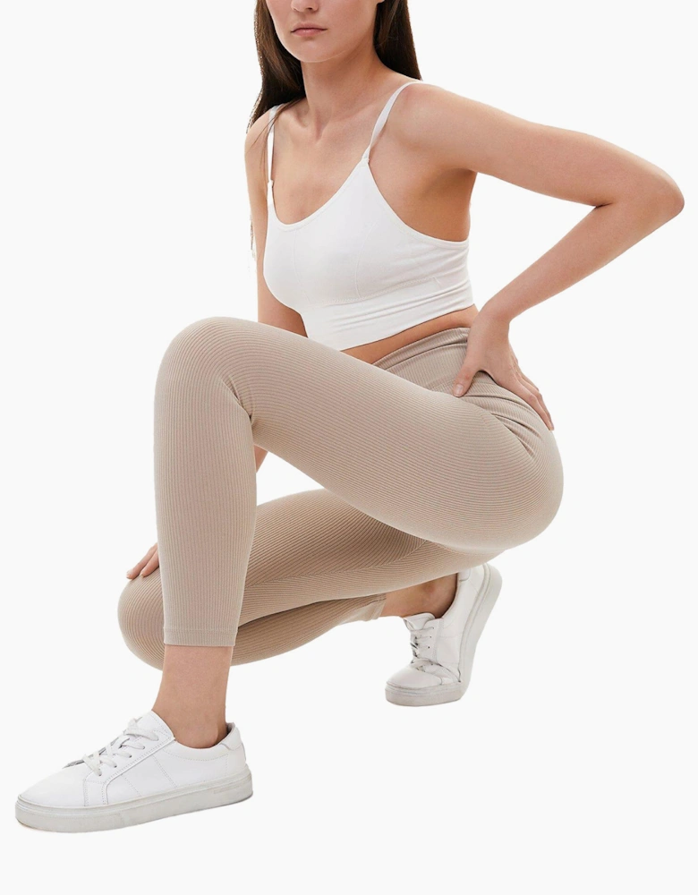 Lookus Zelal Ribbed Leggings Womens Tan