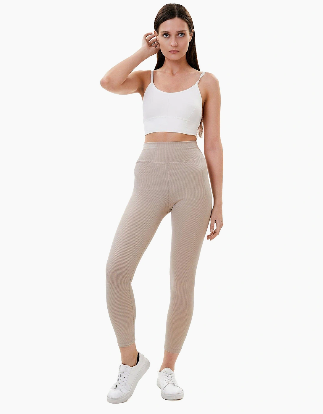 Lookus Zelal Ribbed Leggings Womens Tan