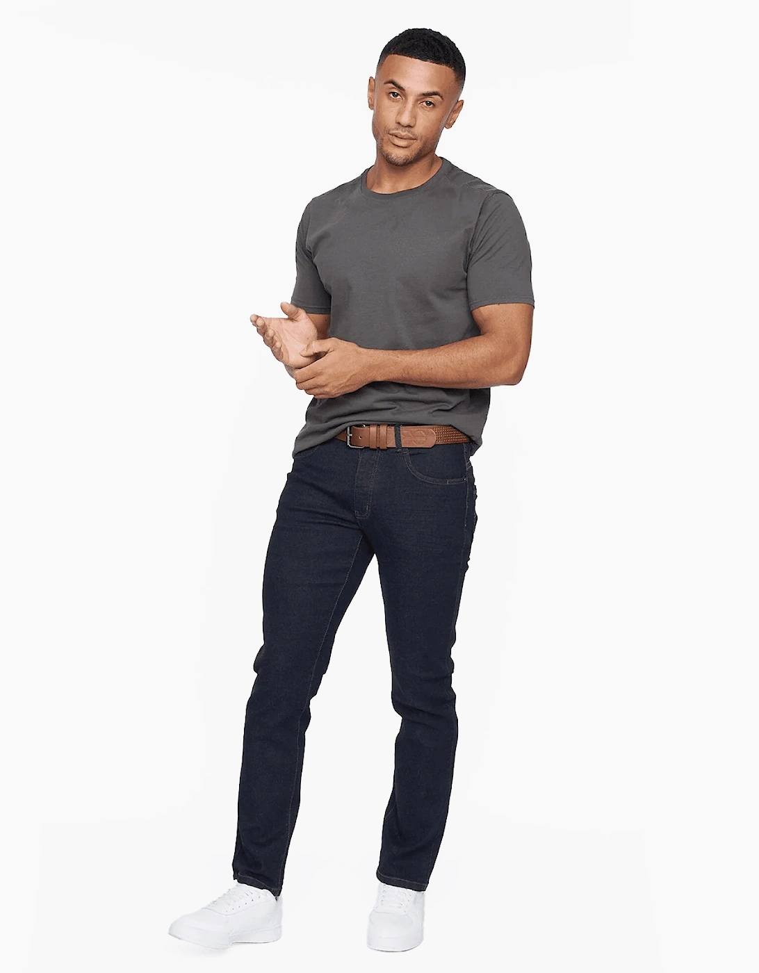Crosshatch Farrowed Stretch Mens Jeans Raw Wash
