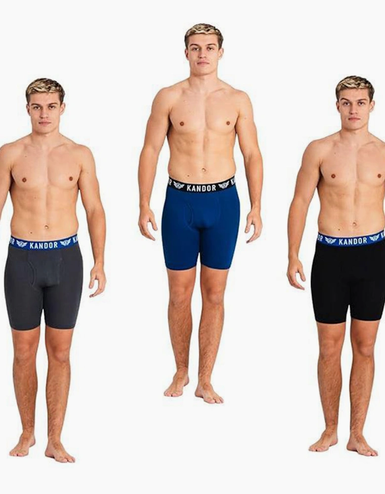 Kandor Bambuso Mens Boxers 3pk Black / Blue