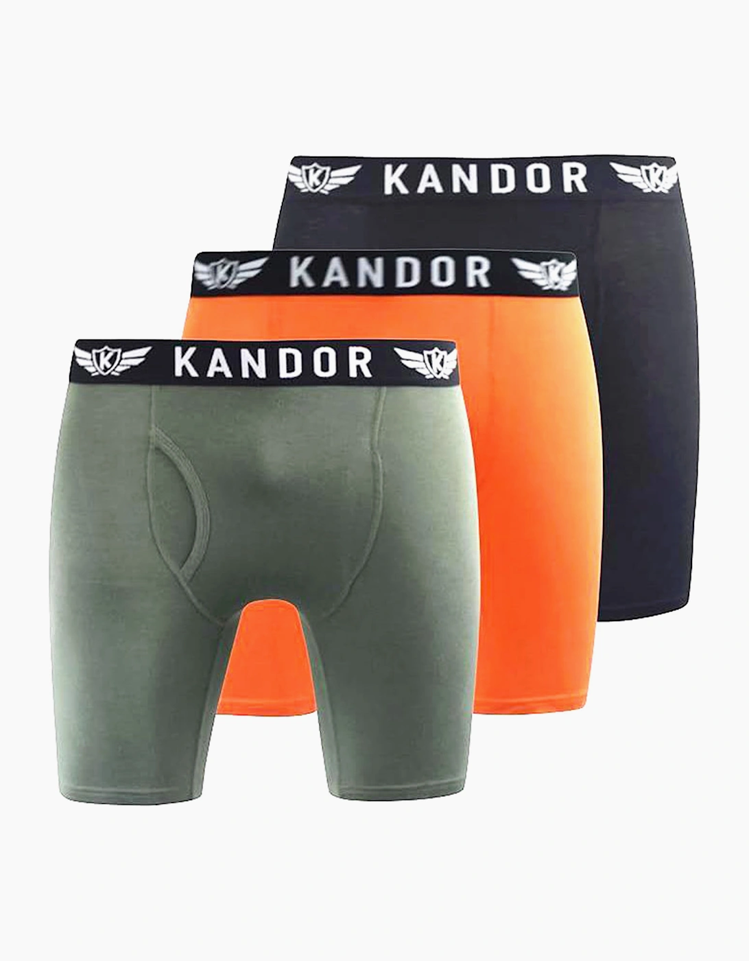 Kandor Bambuso Mens Boxers 3pk Orange/Thyme/Black