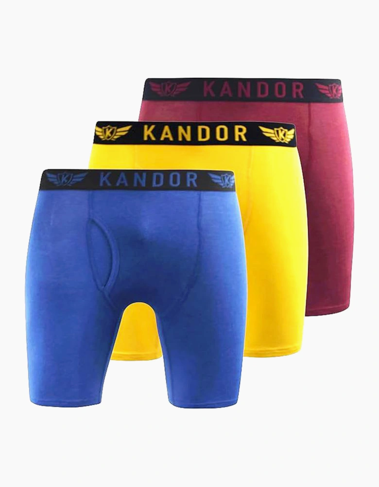 Kandor Bambuso Mens Boxers 3pk Blue/Yellow/Wine