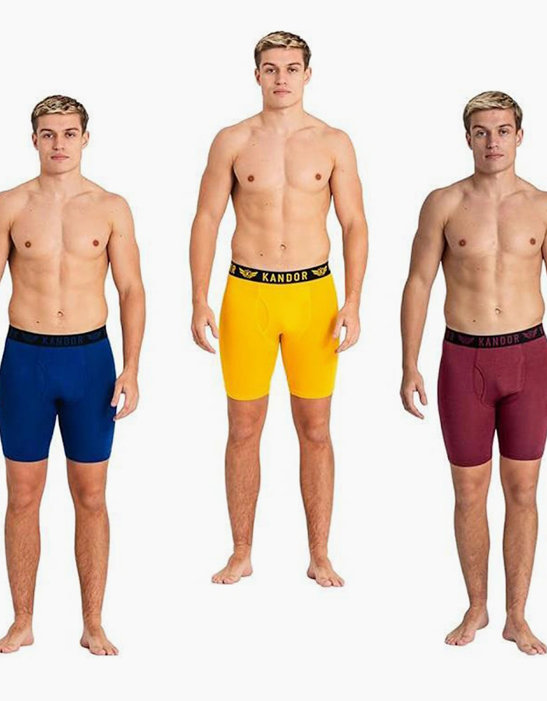 Kandor Bambuso Mens Boxers 3pk Blue/Yellow/Wine