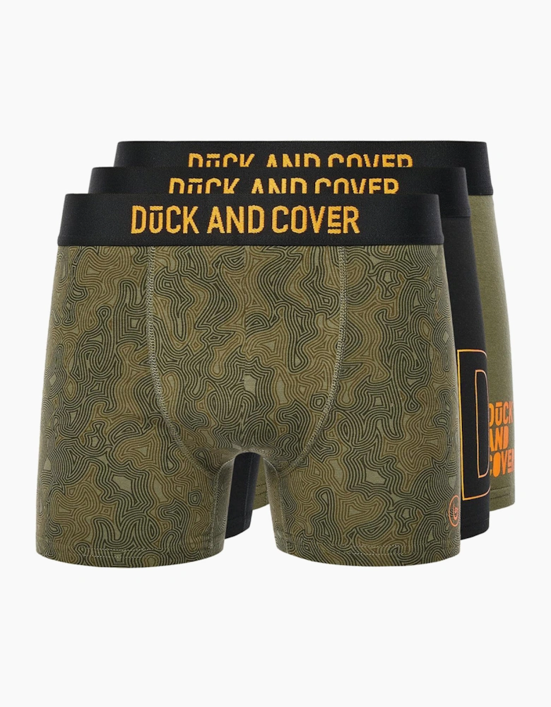 Duck And Cover Alizium Mens Boxers 3pk Green / Black