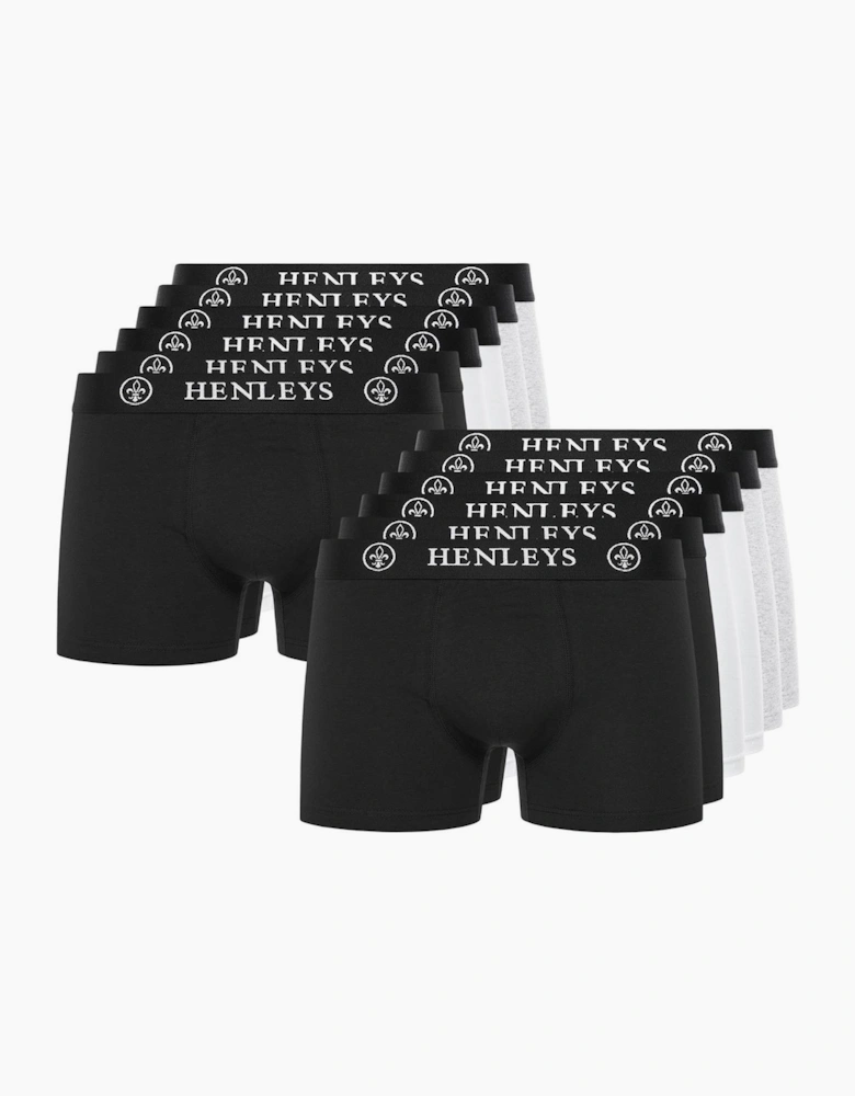 Henleys Century Mens Boxers 12pk Black / Grey / White