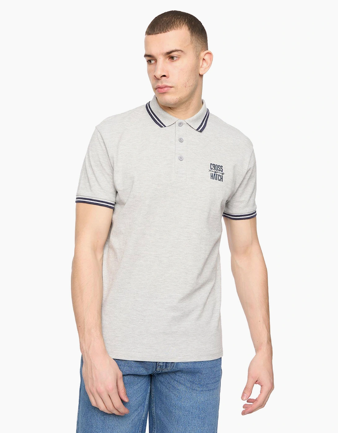Crosshatch Changra Mens Polo Shirt Grey Marl