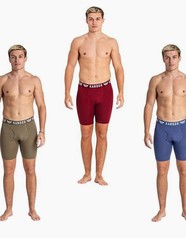 Kandor Bambuso Mens Boxers 3pk Olive/Red/Blue