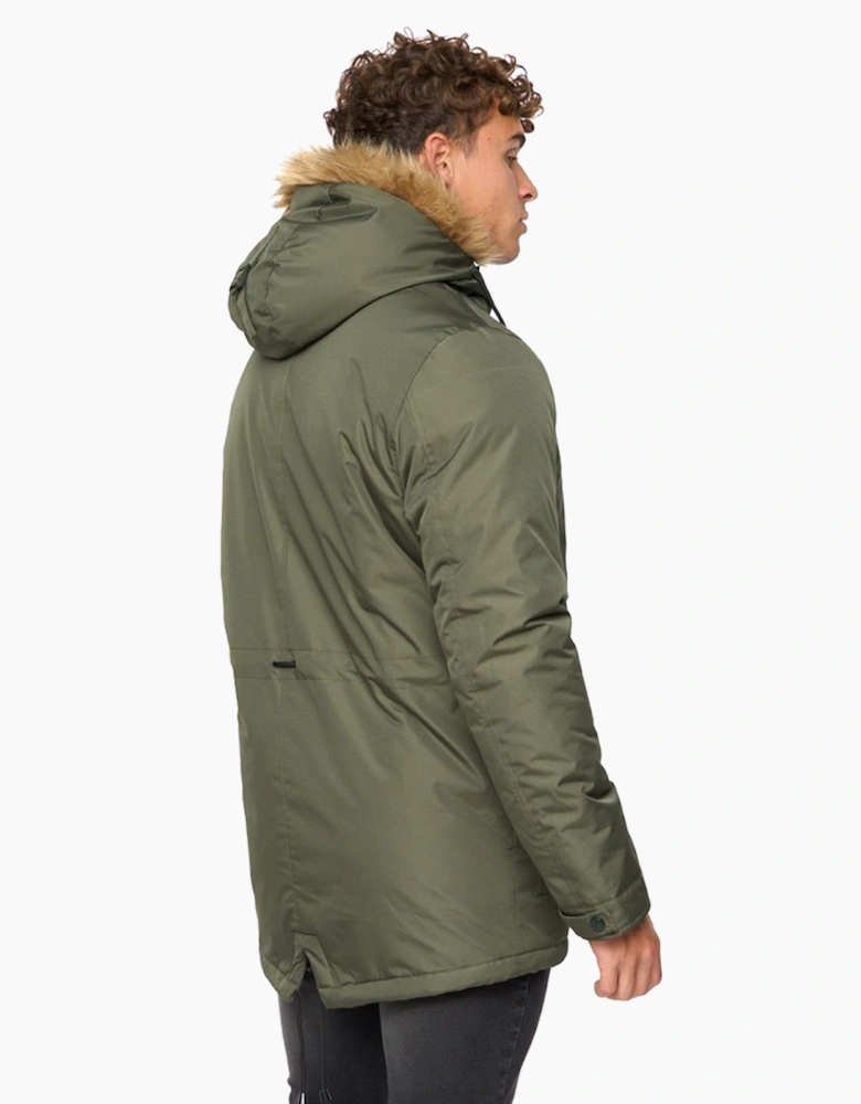 Crosshatch Mens Parkmoore Parka Jacket Dark Olive
