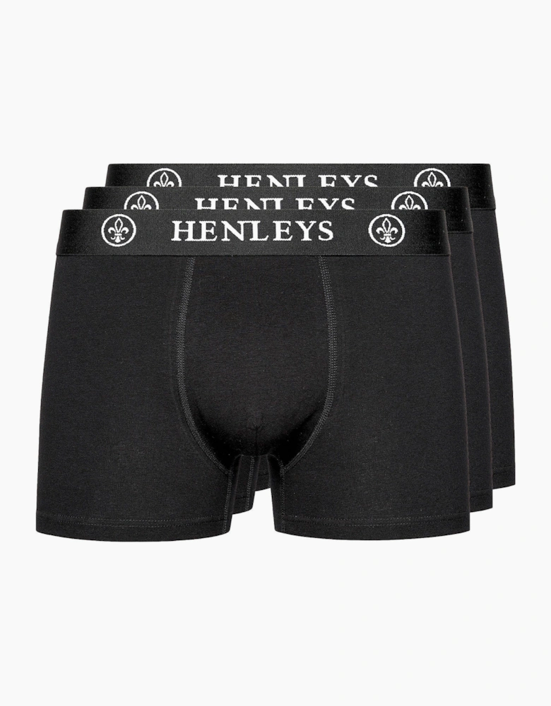 Henleys McBlacken Mens Boxers 3pk Black