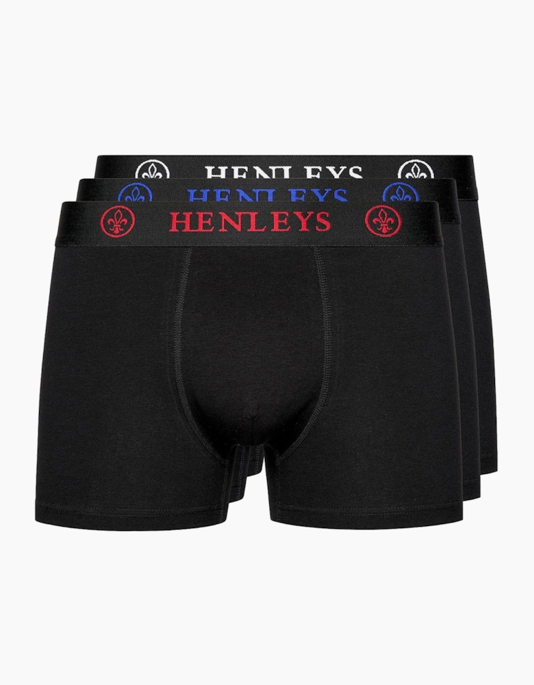 Henleys Trilock Mens Boxer Shorts 3pk Black