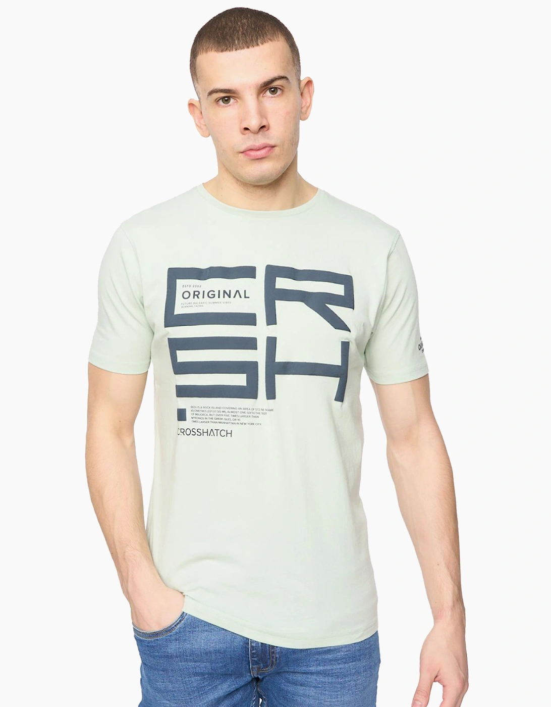 Crosshatch Squarebox Mens T-Shirt Mint Green