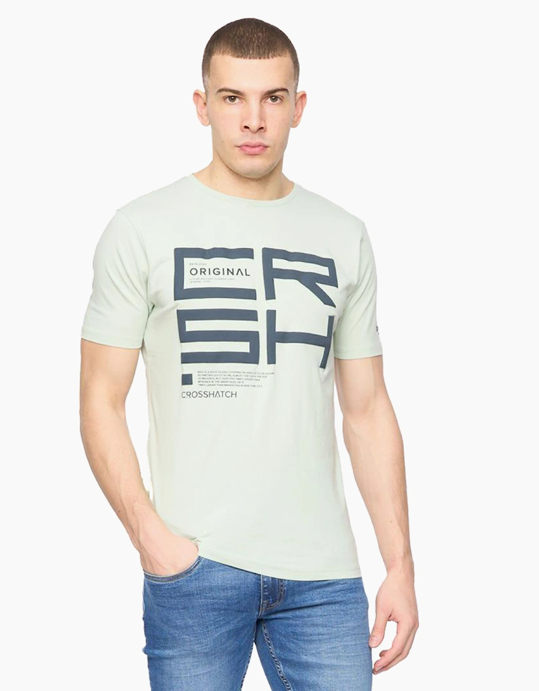 Crosshatch Squarebox Mens T-Shirt Mint Green