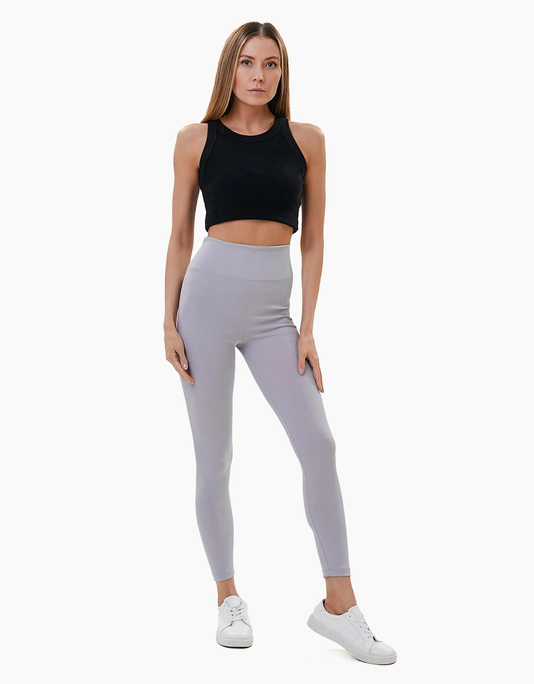 Lookus Zelal Ribbed Womens Leggings Grey