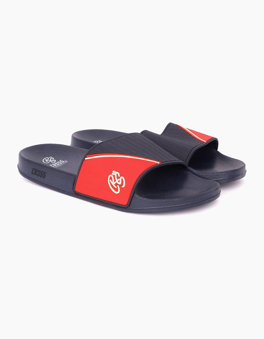 Crosshatch Ventamoore Mens Sliders Navy / Red