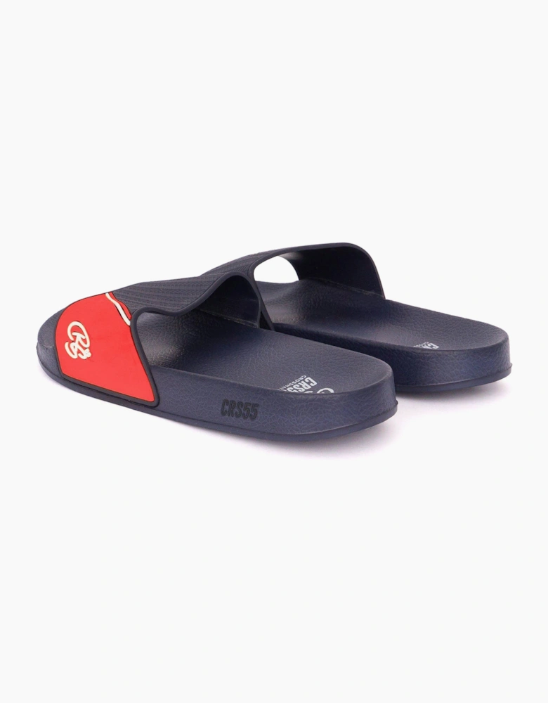 Crosshatch Ventamoore Mens Sliders Navy / Red