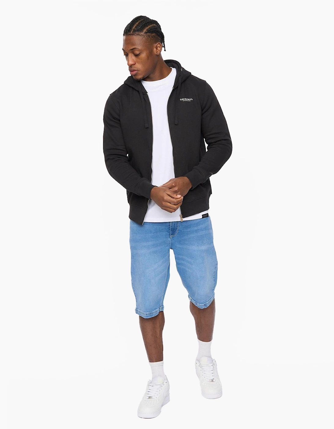 Crosshatch Mens Allmoor Zip Thru Hoodie Black