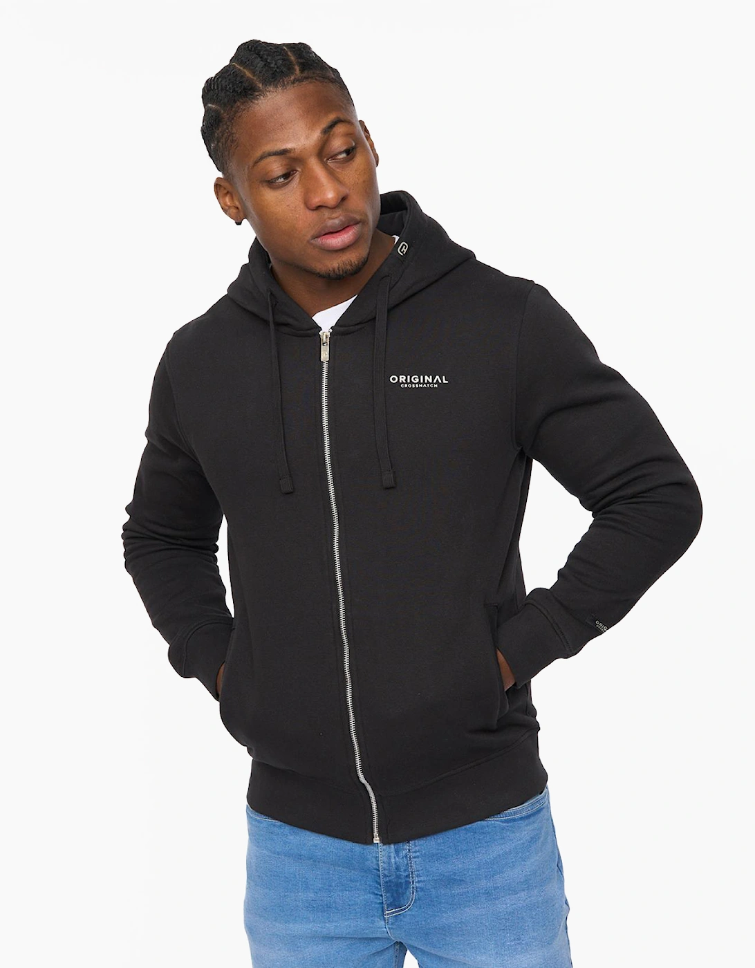 Crosshatch Mens Allmoor Zip Thru Hoodie Black