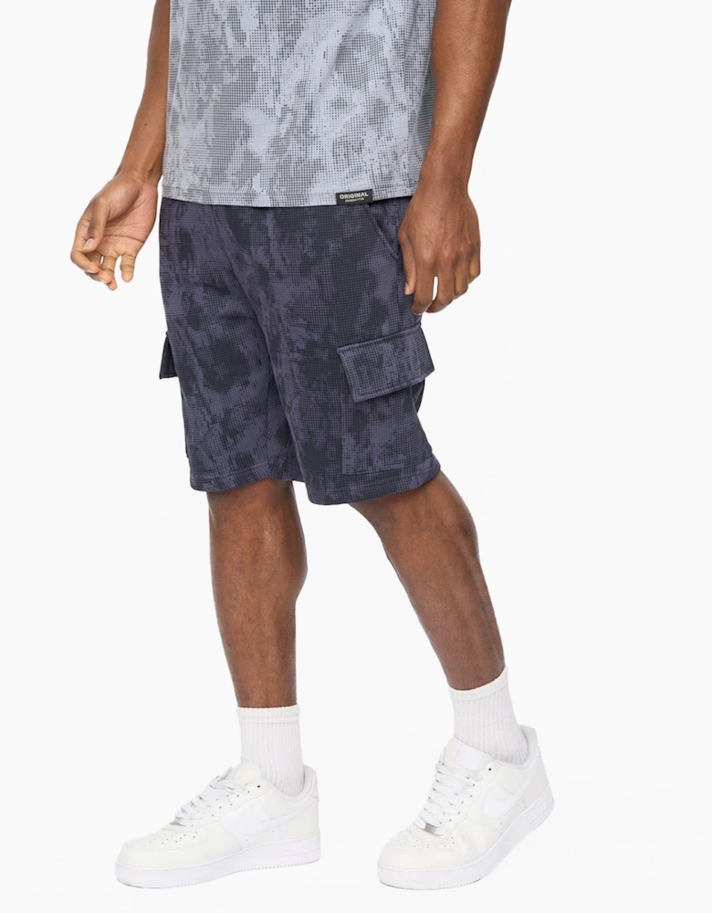 Crosshatch Bardon Camo Mens Cargo Shorts Navy