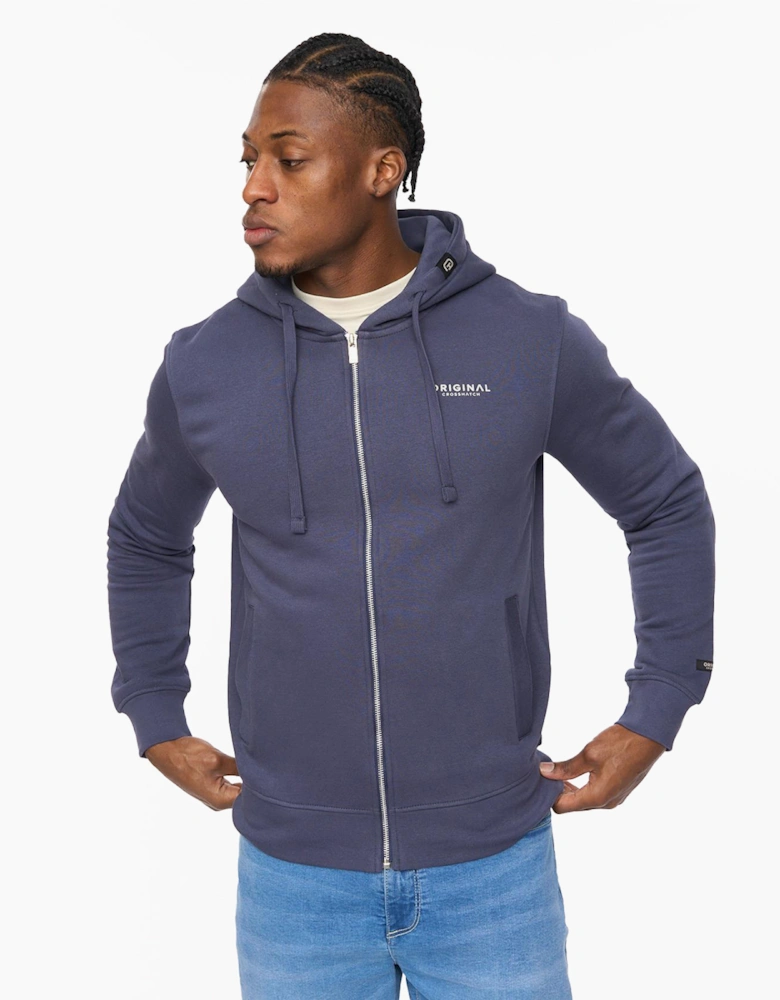 Crosshatch Mens Allmoor Zip Thru Hoodie Navy