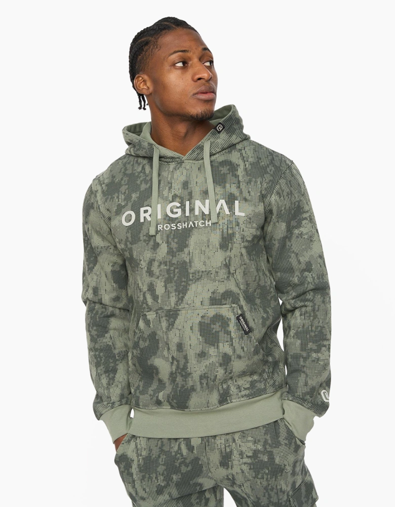 Crosshatch Bardon Mens Camo Hoodie Olive / Green