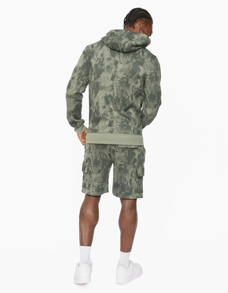 Crosshatch Bardon Mens Camo Hoodie Olive / Green