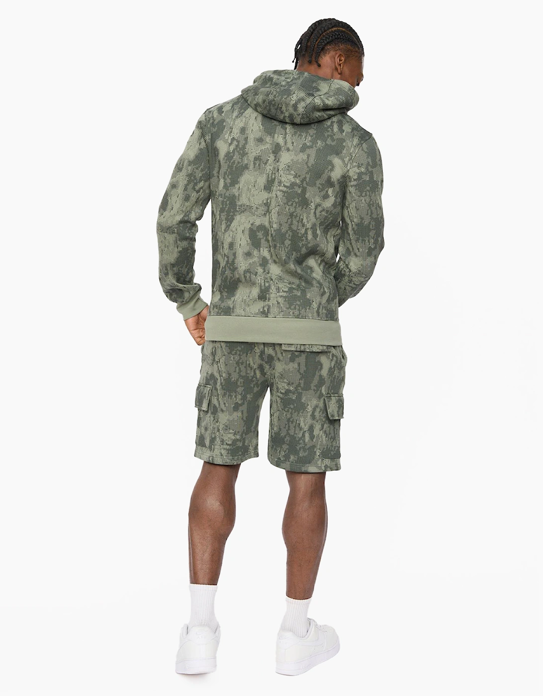 Crosshatch Bardon Mens Camo Hoodie Olive / Green