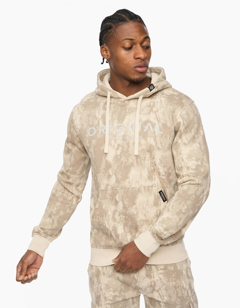 Crosshatch Bardon Mens Camo Hoodie Light Stone / Beige