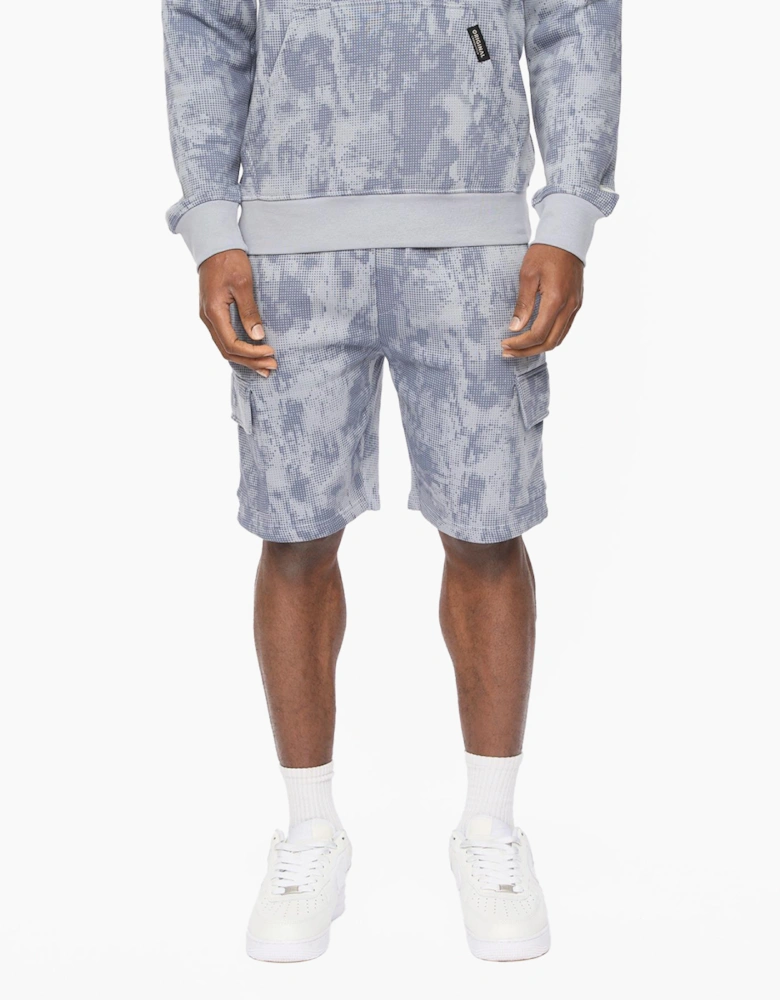 Crosshatch Bardon Camo Mens Cargo Shorts Steel Blue