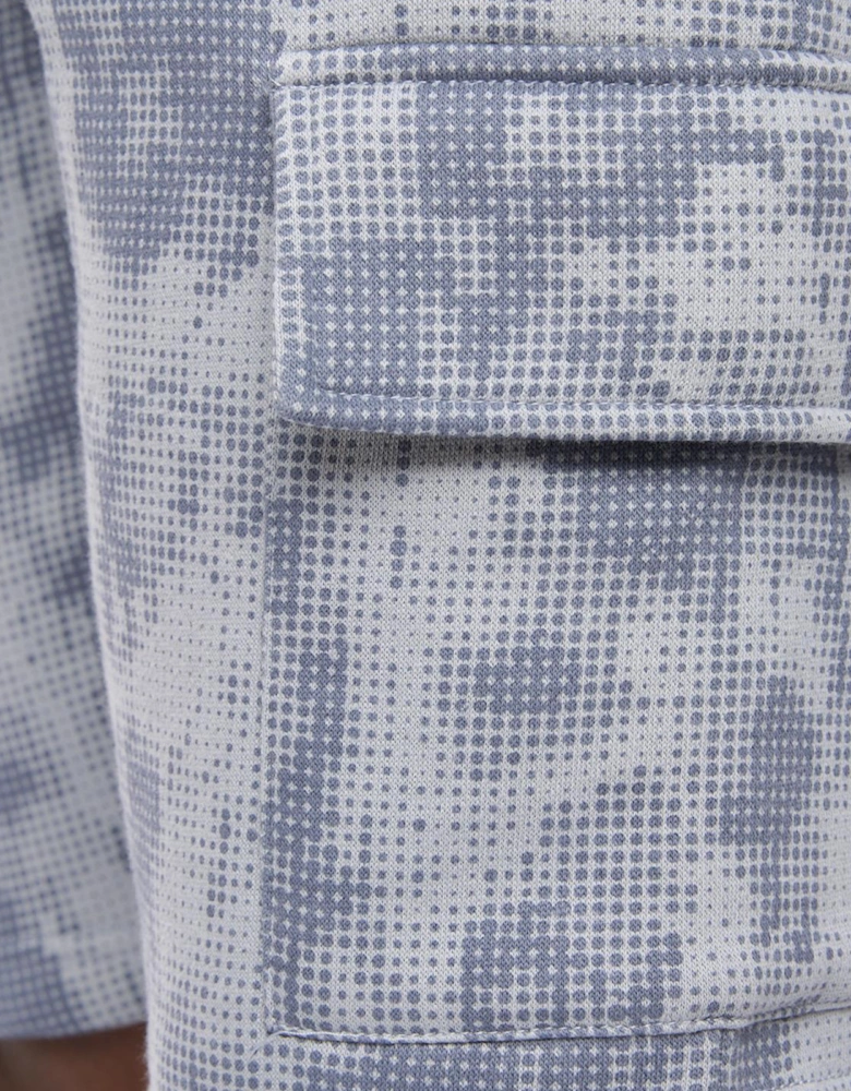 Crosshatch Bardon Camo Mens Cargo Shorts Steel Blue