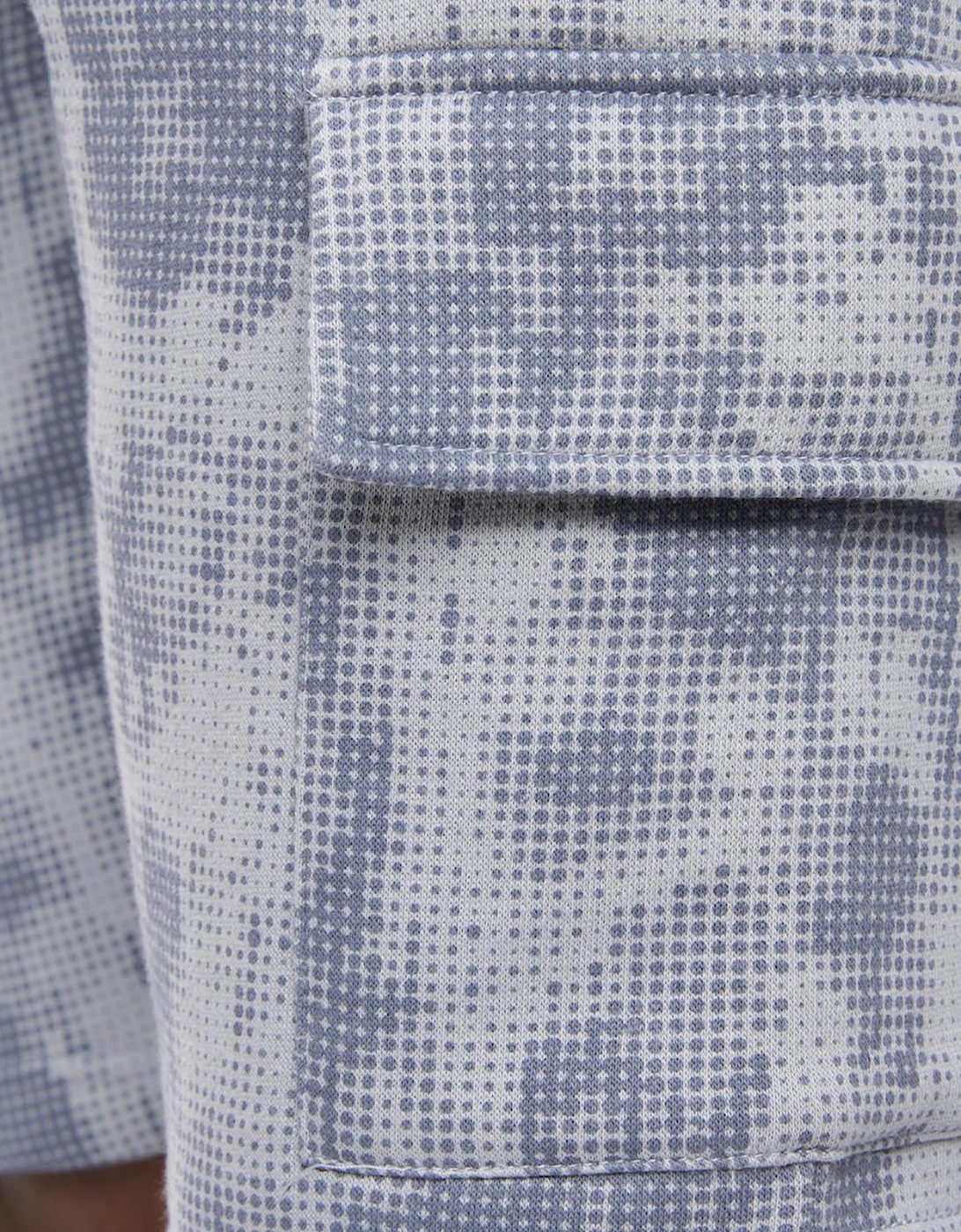 Crosshatch Bardon Camo Mens Cargo Shorts Steel Blue