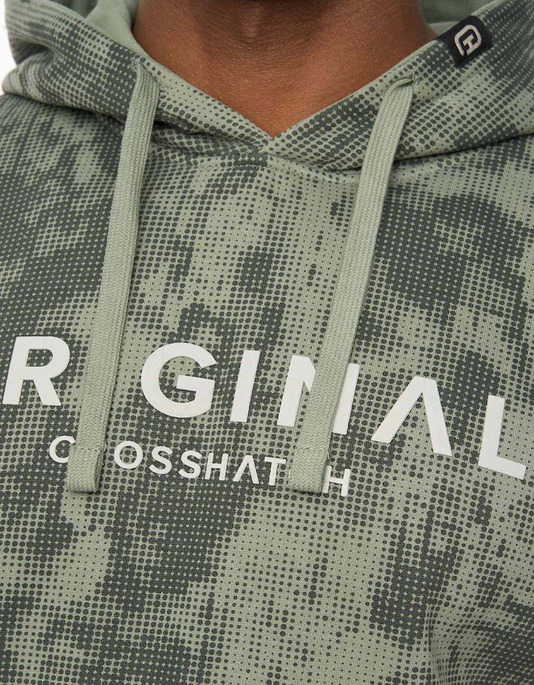 Crosshatch Bardon Mens Camo Hoodie Olive / Green