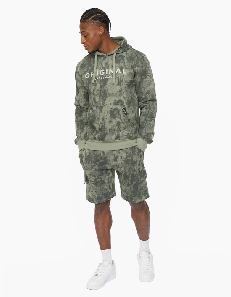 Crosshatch Bardon Mens Camo Hoodie Olive / Green