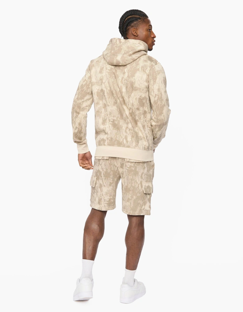 Crosshatch Bardon Mens Camo Hoodie Light Stone / Beige