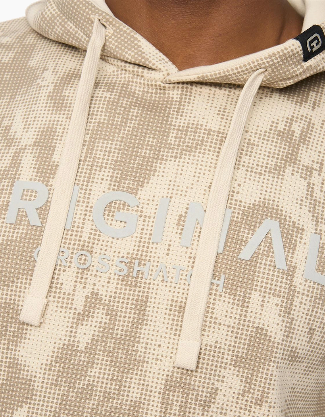 Crosshatch Bardon Mens Camo Hoodie Light Stone / Beige